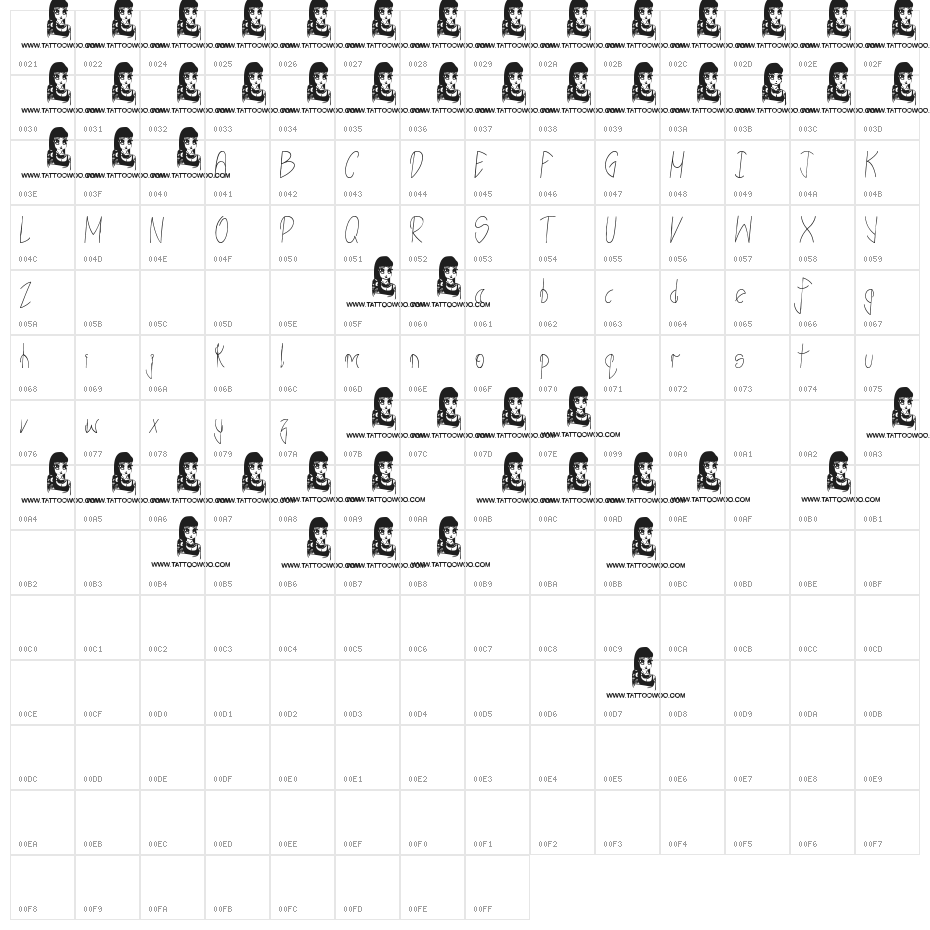 Seasons Greetings Character Map