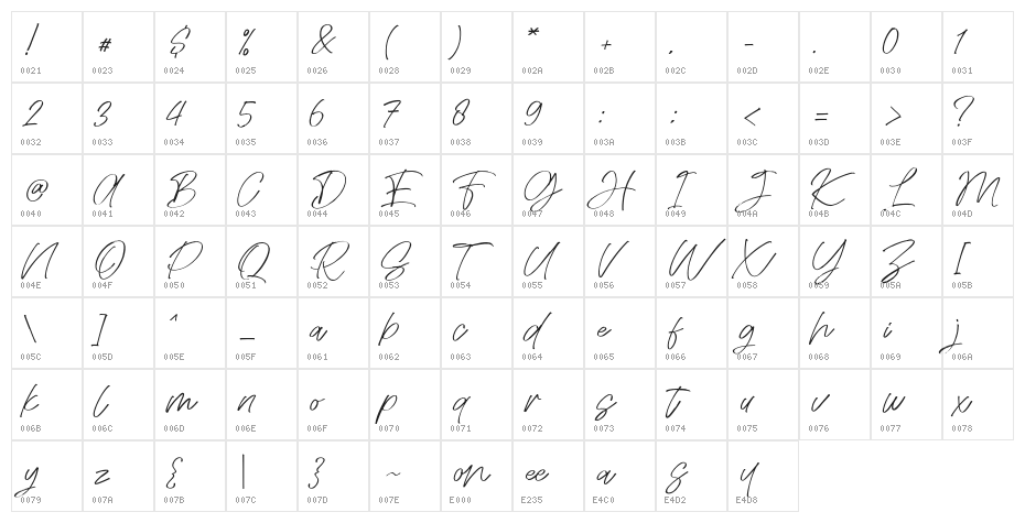 Seasony Character Map