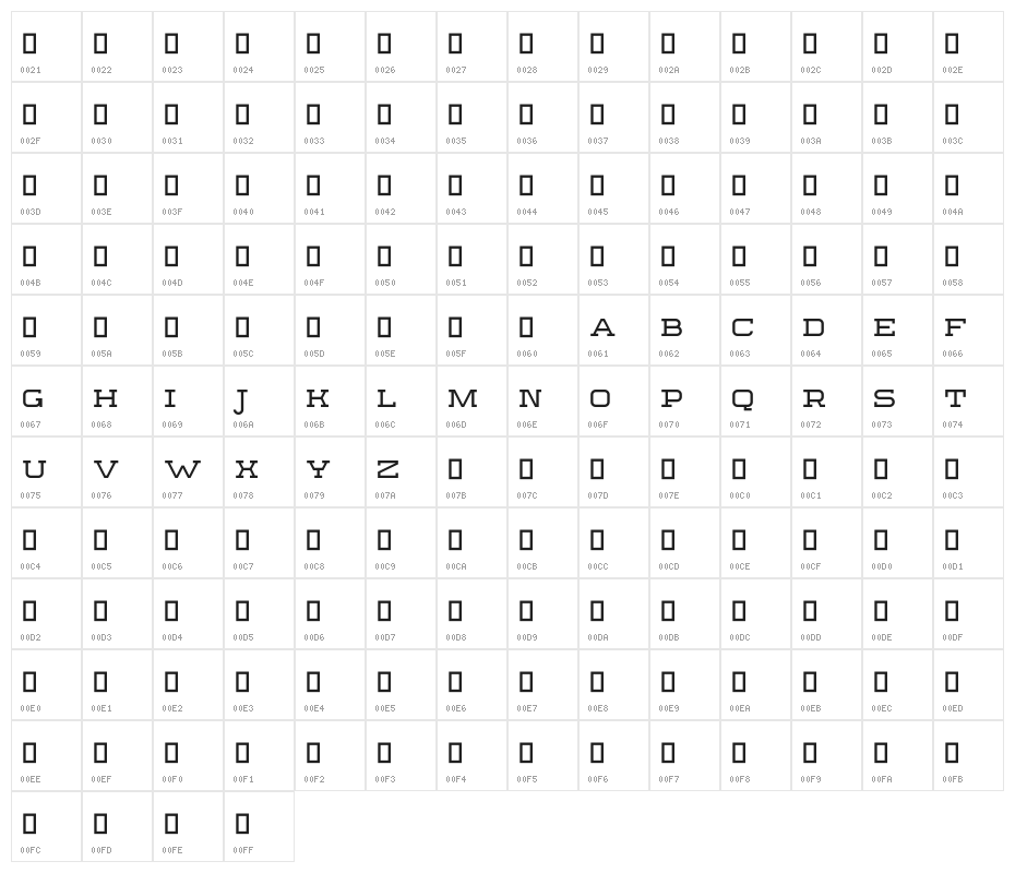 Sebastien Slab Demo Character Map