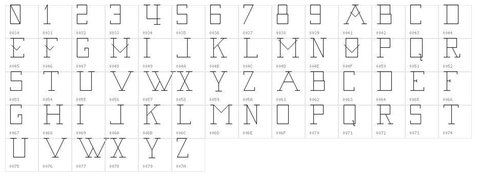 Second Base Line Regular Character Map