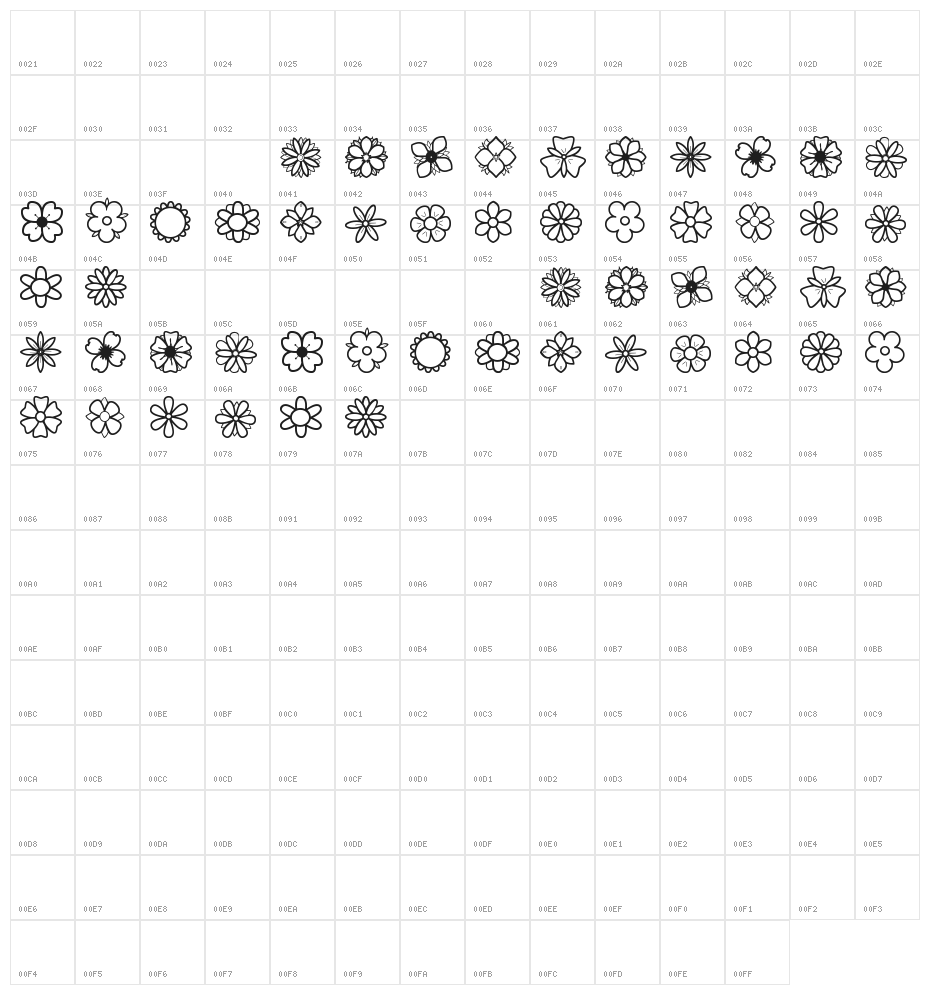 Second Flowers St Character Map