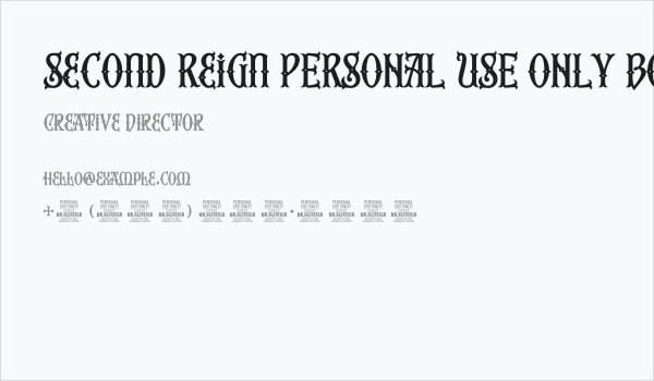 Second Reign PERSONAL USE ONLY Bold Business Card
