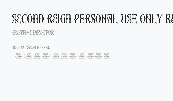 Second Reign PERSONAL USE ONLY Regular Business Card