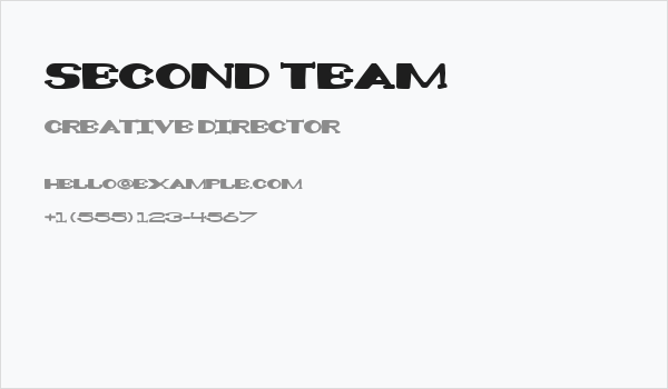 Second Team Business Card