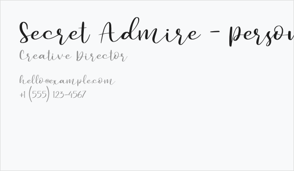 Secret Admire - Personal Use Business Card