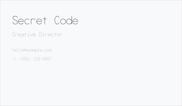 Secret Code Business Card