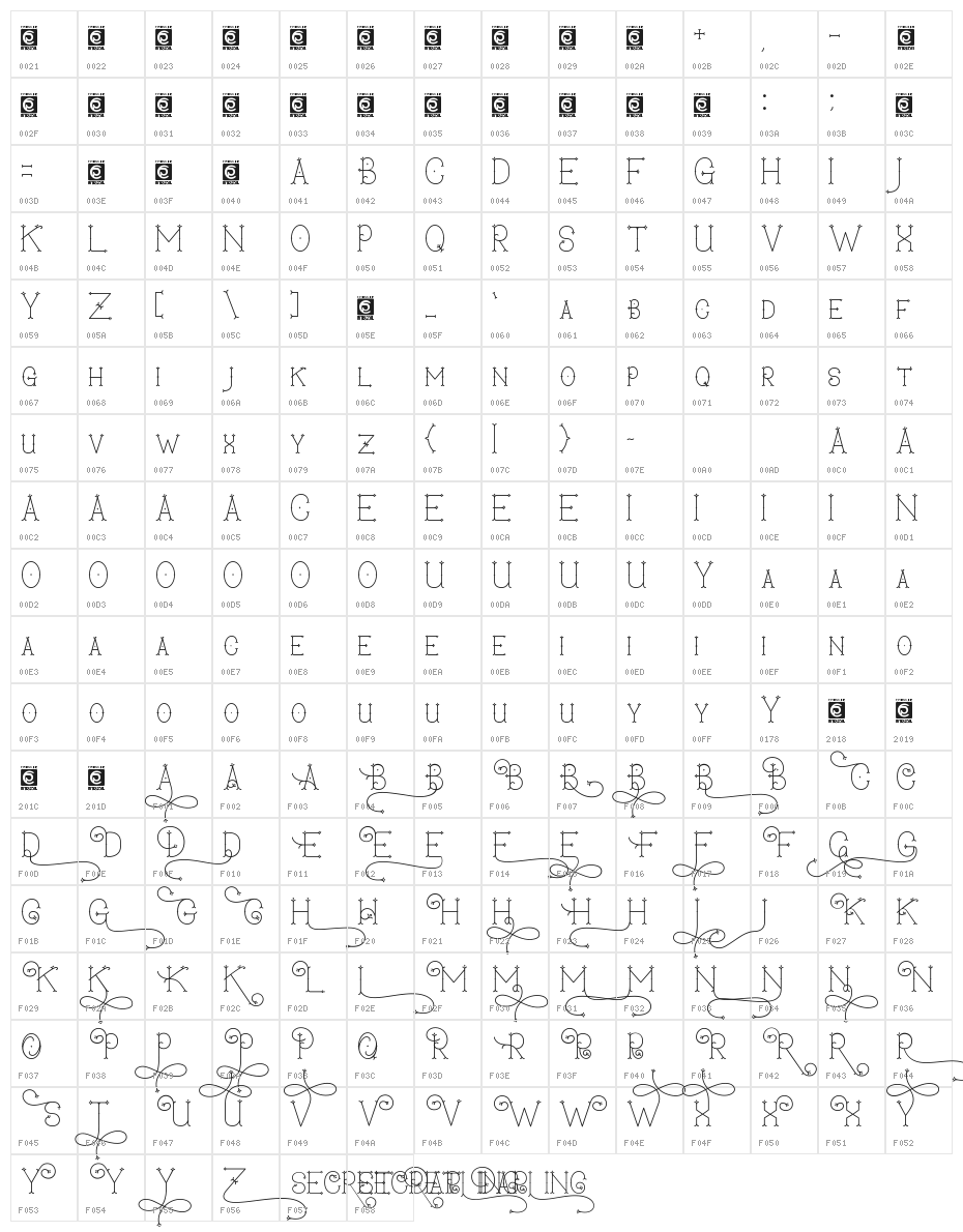 Secret Darling Personal Use Character Map