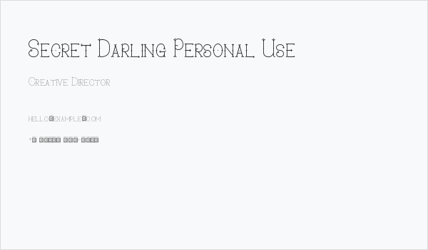 Secret Darling Personal Use Business Card