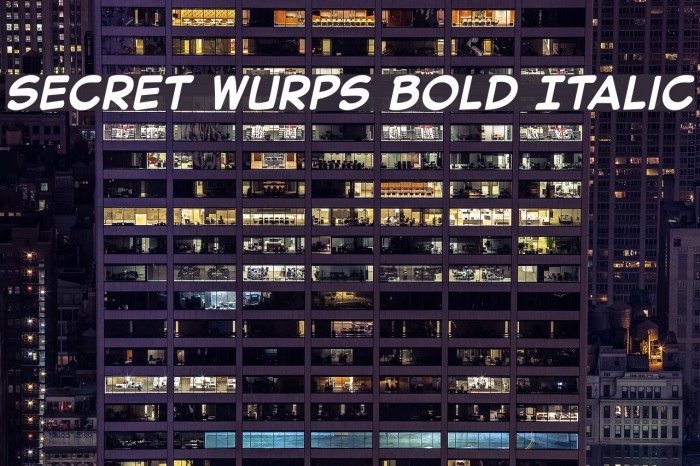 Secret Wurps Bold Italic Font examples