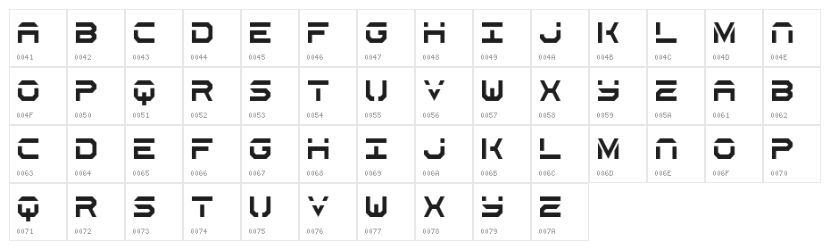 Secrets Stencil Regular Character Map
