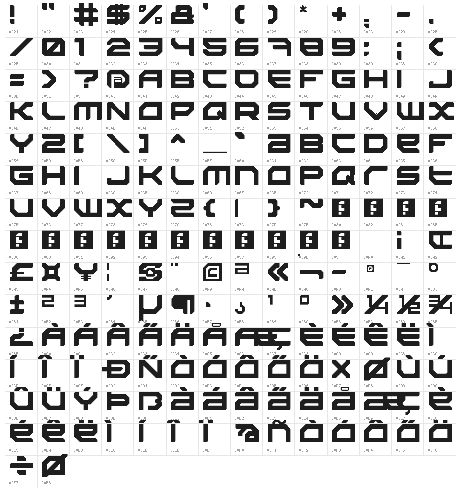 Sector 034 Regular Character Map