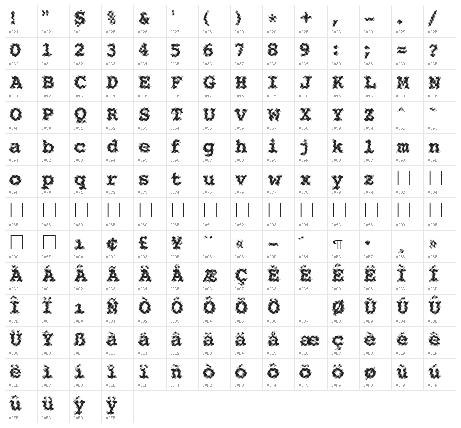 See Regular Character Map