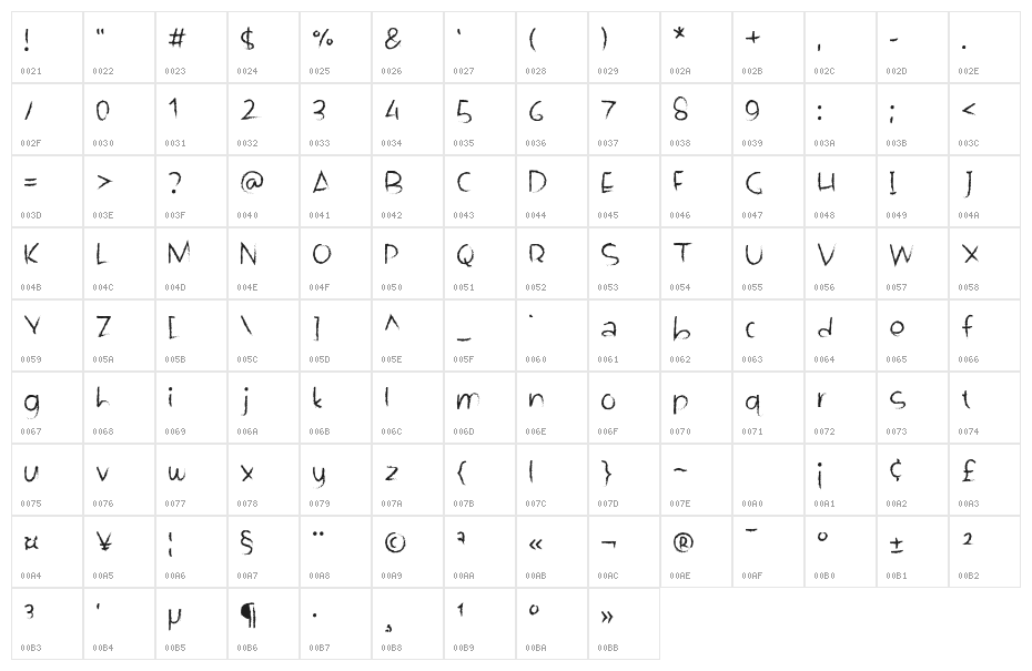 See You Nightmare Regular Character Map