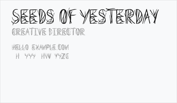 Seeds of Yesterday Business Card