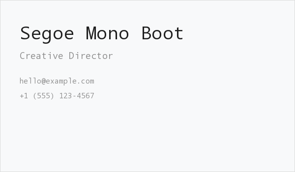 Segoe Mono Boot Business Card
