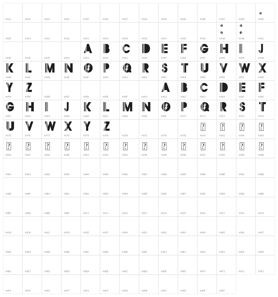 Segurl 1.0 Character Map