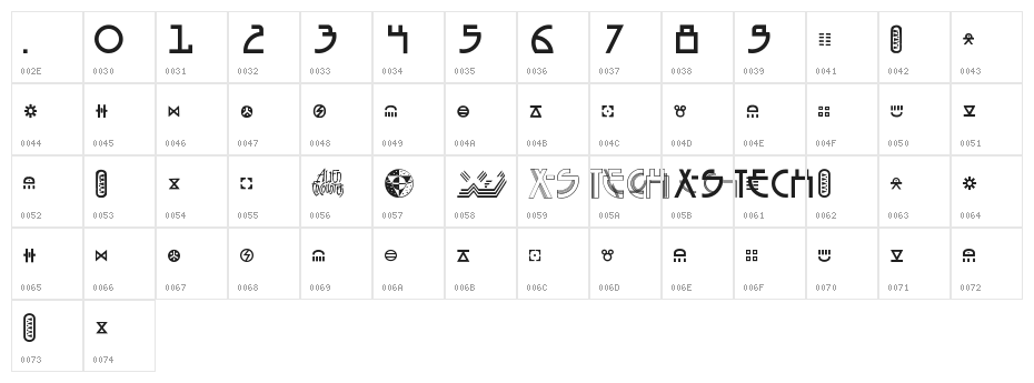 Seized X-S Character Map