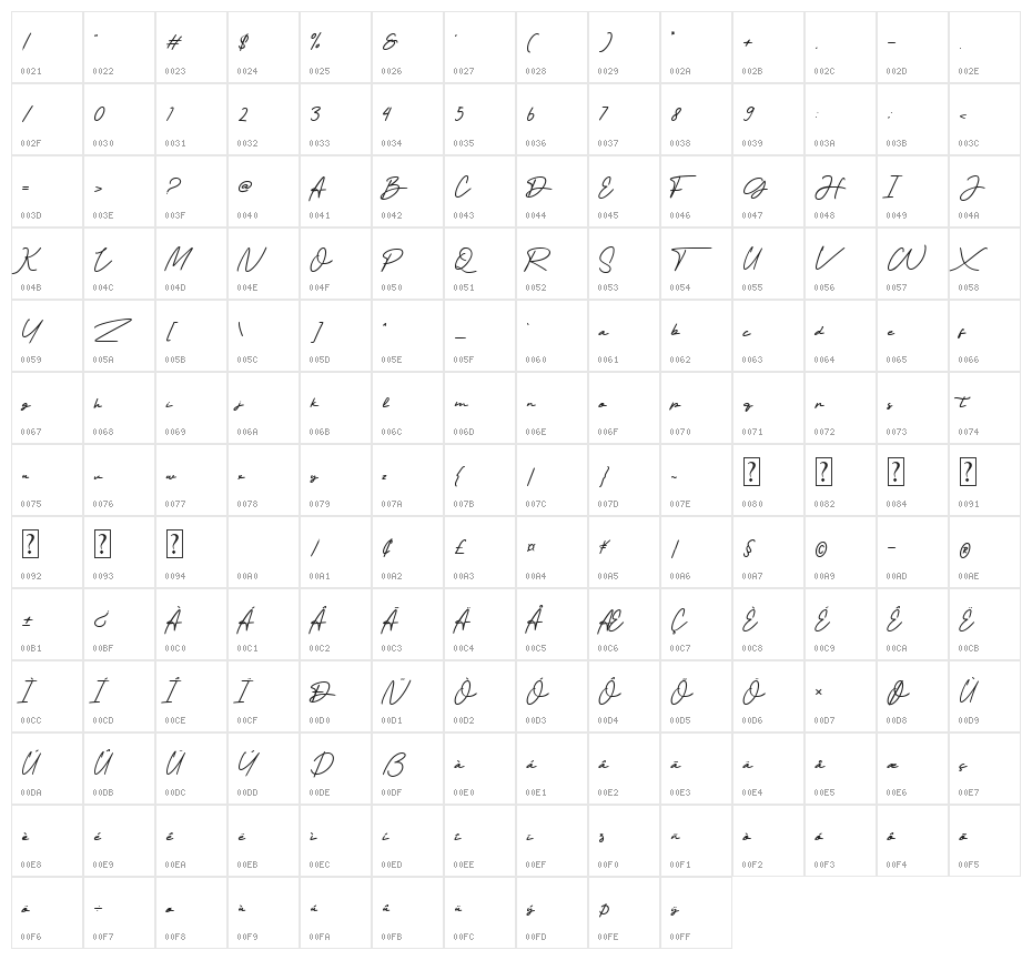 Selera Pemuda Character Map