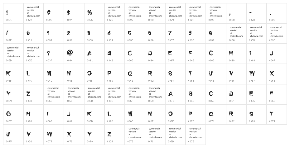 SelfRighteousness-Regular Character Map