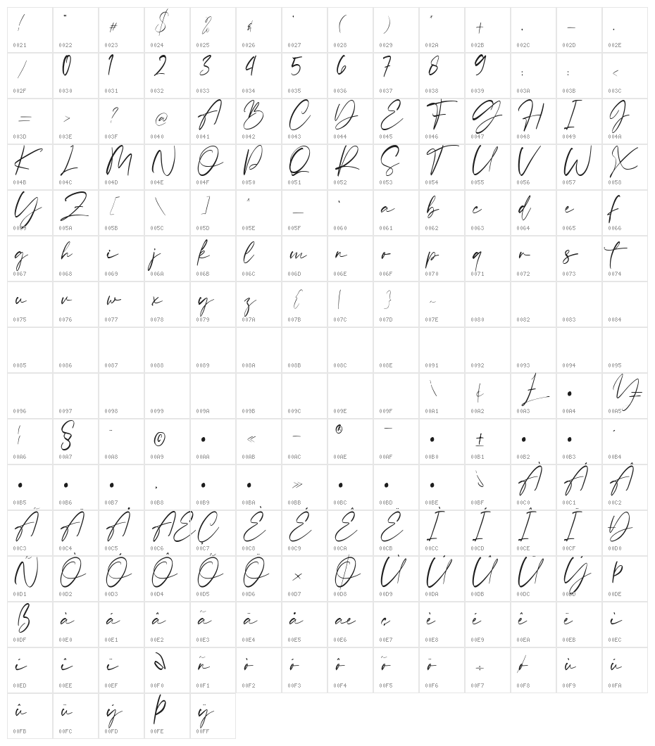 Sellviny Character Map