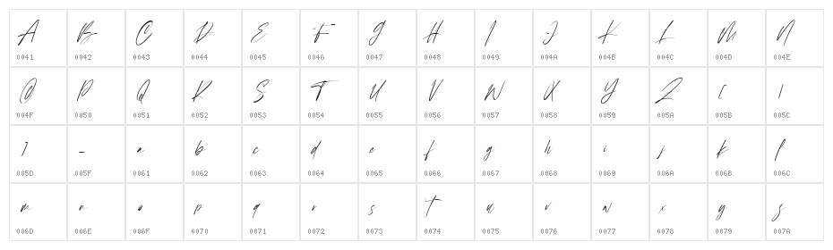 Sellyamor Free Regular Character Map