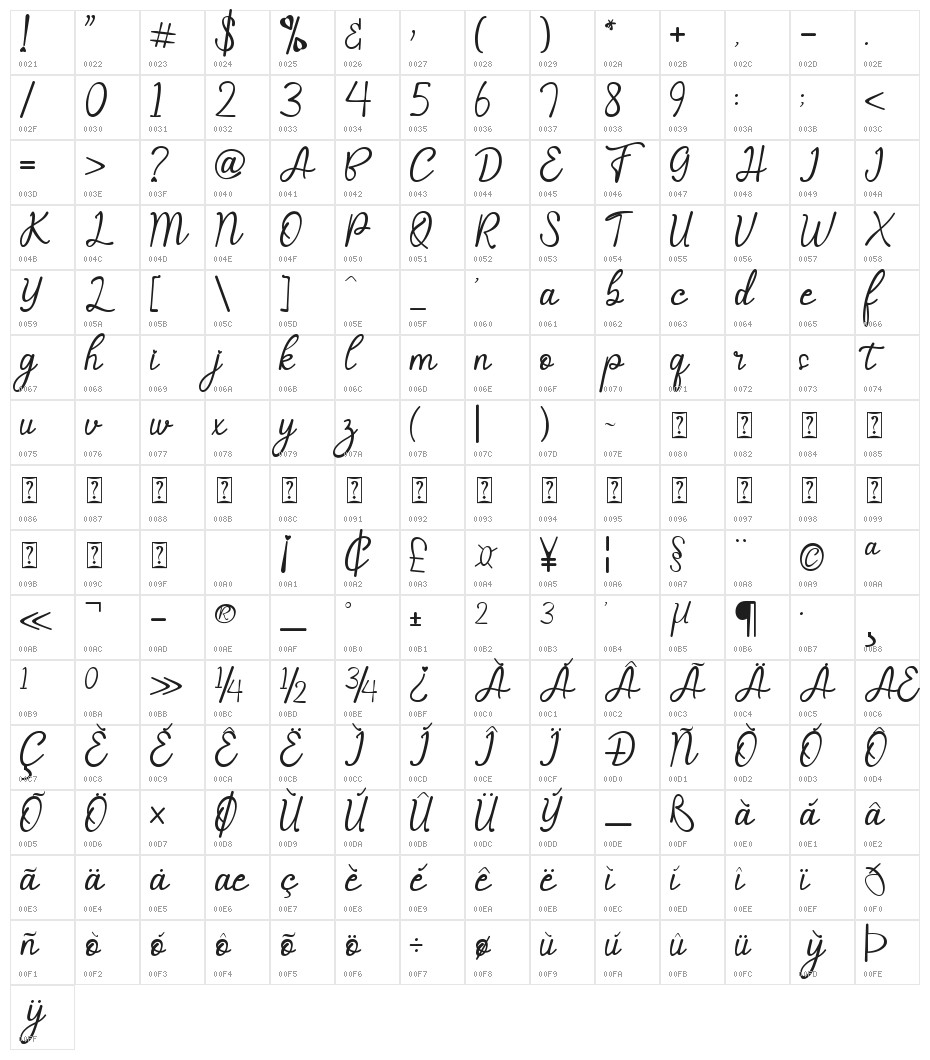 Selvia Cahya Character Map