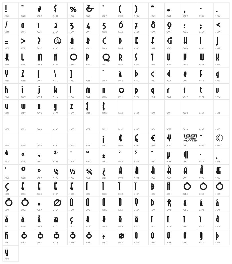 Selznick Remix NF Character Map