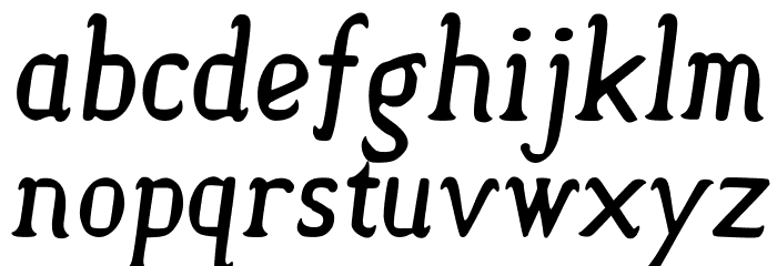 Semi-Sweet Italic Font LOWERCASE