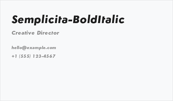 Semplicita-BoldItalic Business Card