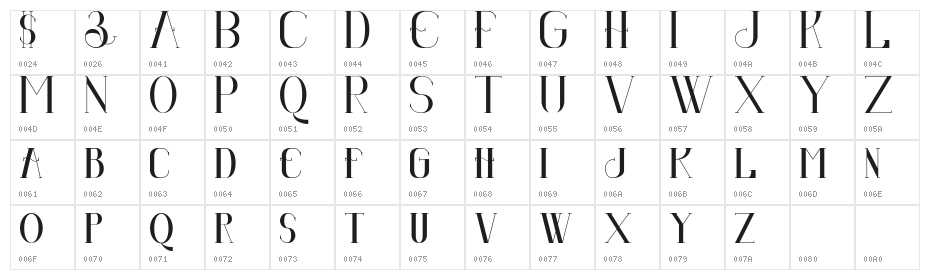 Senandung Malam Bold Character Map