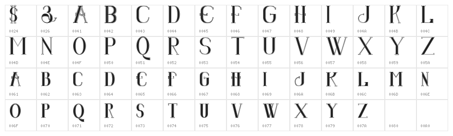 Senandung Malam College Bold Character Map