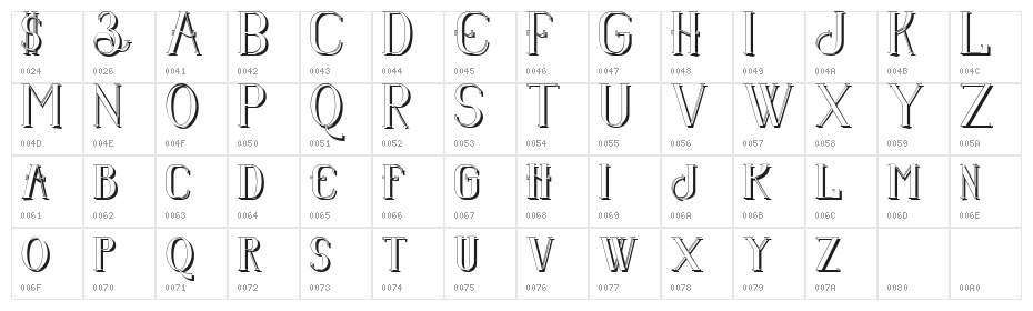 Senandung Malam Shadow Bold Character Map
