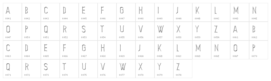 Sence Regular Character Map