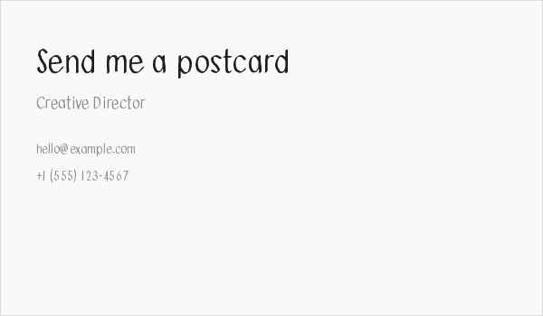 Send me a postcard Business Card