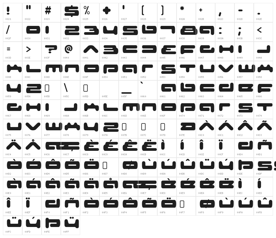 SeniorService-Regular Character Map