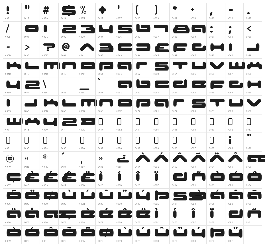 SeniorService-Regular Character Map