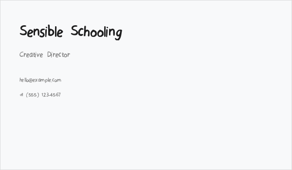 Sensible Schooling Business Card