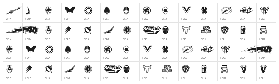 Sentai 30 Dingbats Character Map