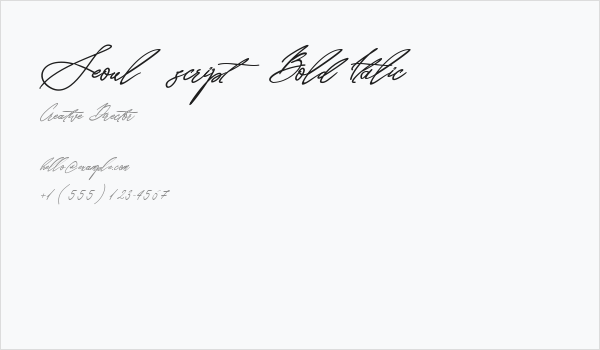 Seoul script Bold Italic Business Card