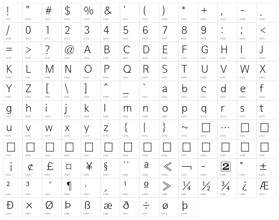SeoulNamsan L Character Map