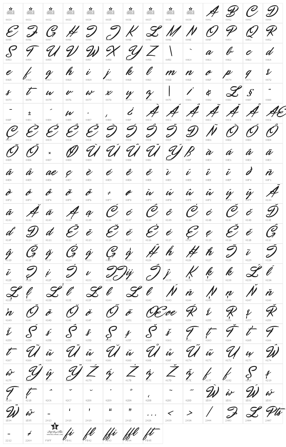 September Five Personal Use Character Map