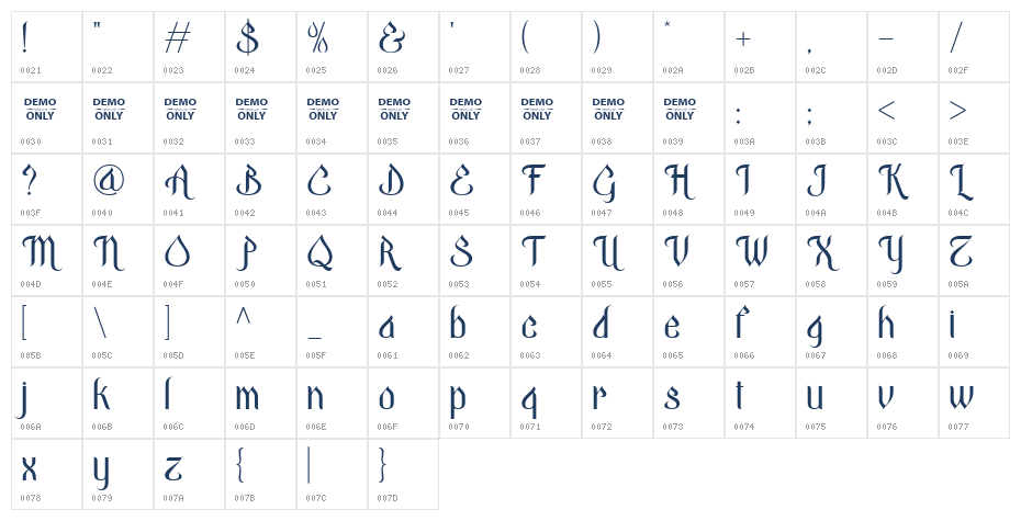 Serambi Ramadhan Demo Regular Character Map