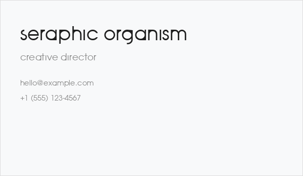 Seraphic Organism Business Card