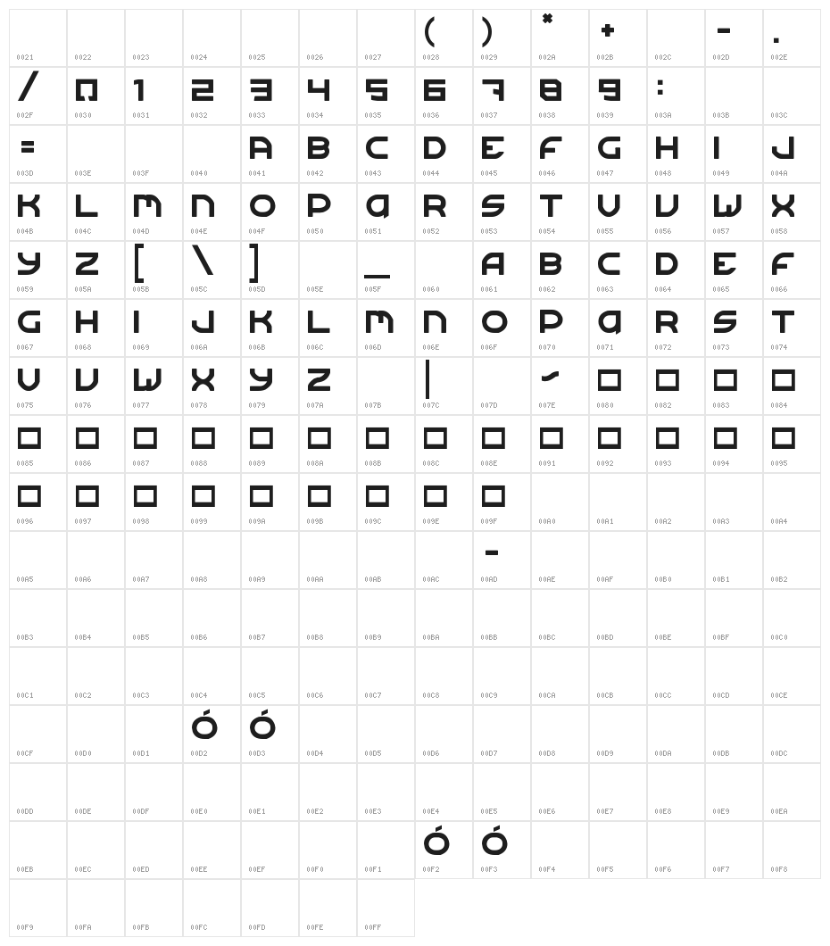 Sergeant TechnicFont 2 Character Map