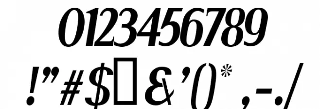Serif Narrow Italic Шрифта ДРУГИЕ символов