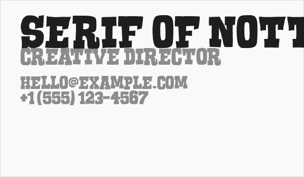 Serif of Nottingham Business Card