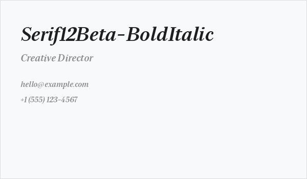 Serif12Beta-BoldItalic Business Card