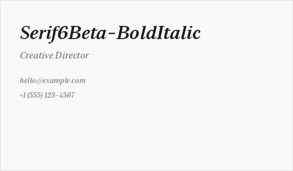 Serif6Beta-BoldItalic Business Card