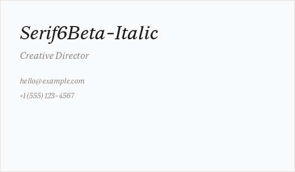 Serif6Beta-Italic Business Card