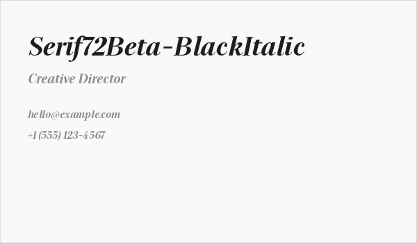 Serif72Beta-BlackItalic Business Card